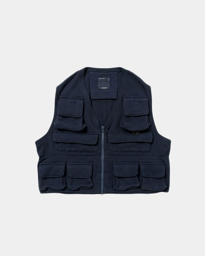 Cotton Knit Luggage Vest - Navy