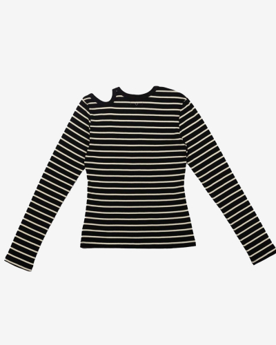 Cut-out Stripe T-Shirt - Black