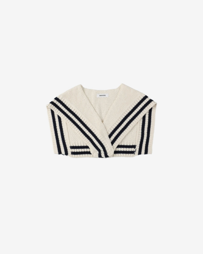 Detachable Knit Sailor Collar - White