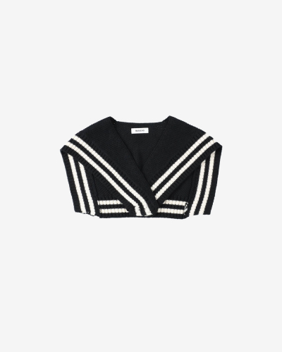 Detachable Knit Sailor Collar - Black