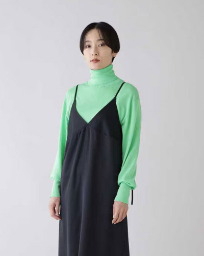 Fine Crepe Cotton 16Gg Single Jersey Roll Neck - Apple