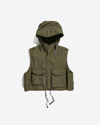 Hooded Short Vest - Olive CP Weather Poplin