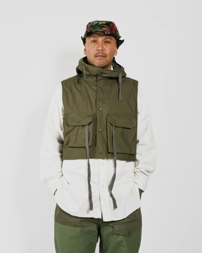 Hooded Short Vest - Olive CP Weather Poplin