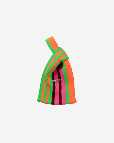 Random Stripe Knot Bag - Neon Green Multi