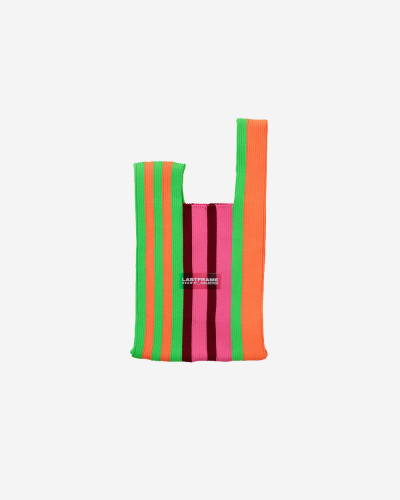 Random Stripe Knot Bag - Neon Green Multi