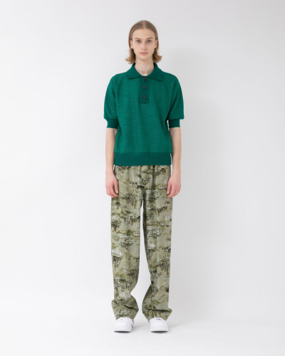 Landscape Printed Reversible Pants - Dark Green