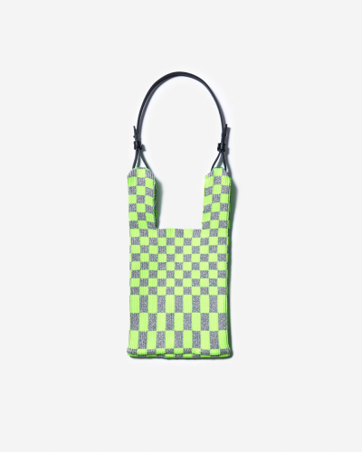 Metallic Ichimatsu Market Bag - Silver x Lime Green