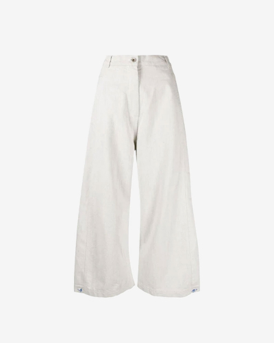 Post Denim Pants - White Blue Twill