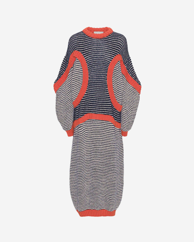 Tomato Knit Dress - Navy Red Beige